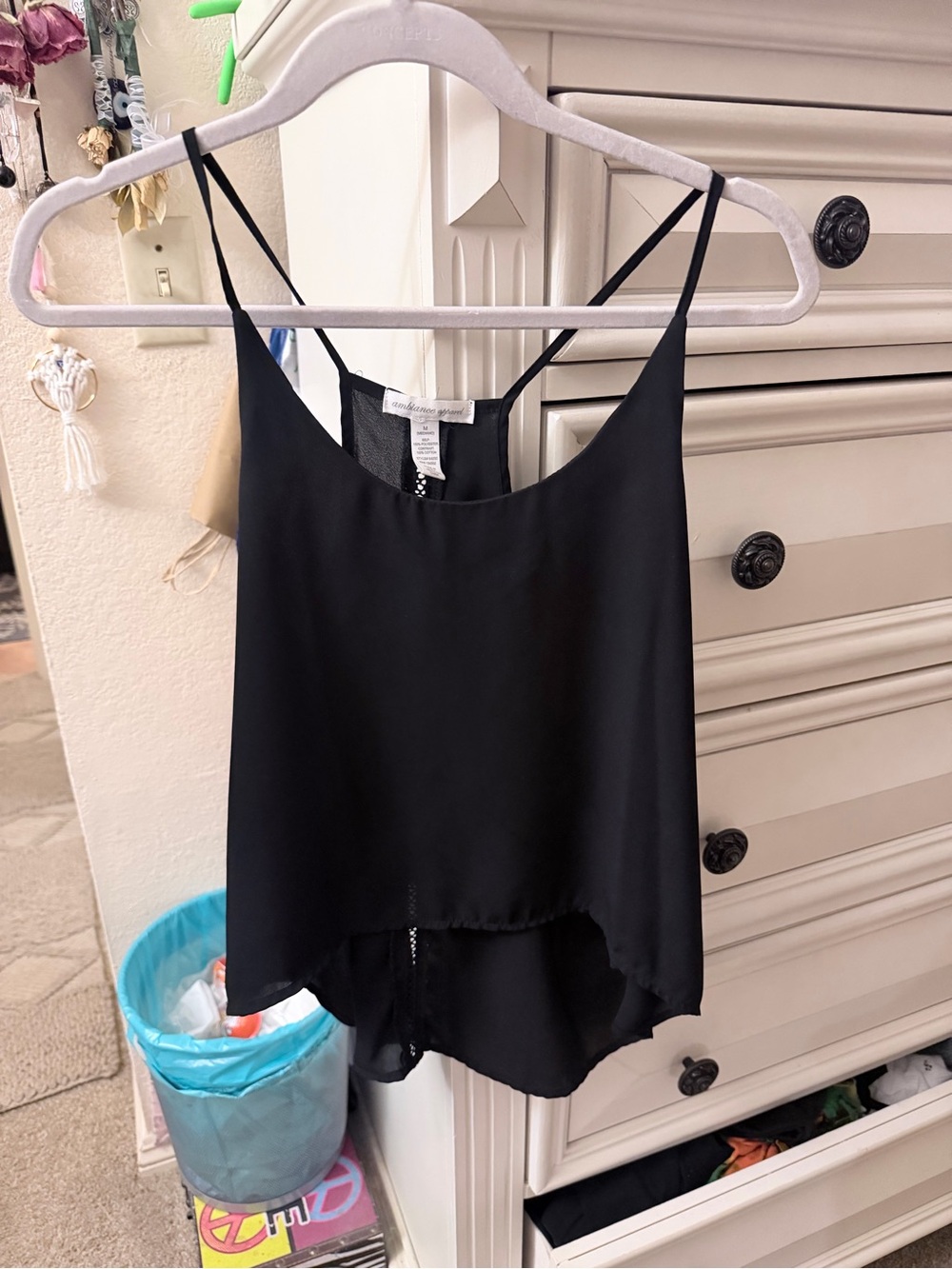 Ambiance Apparel - Women’s Black Strappy Cami Blouse - (M)